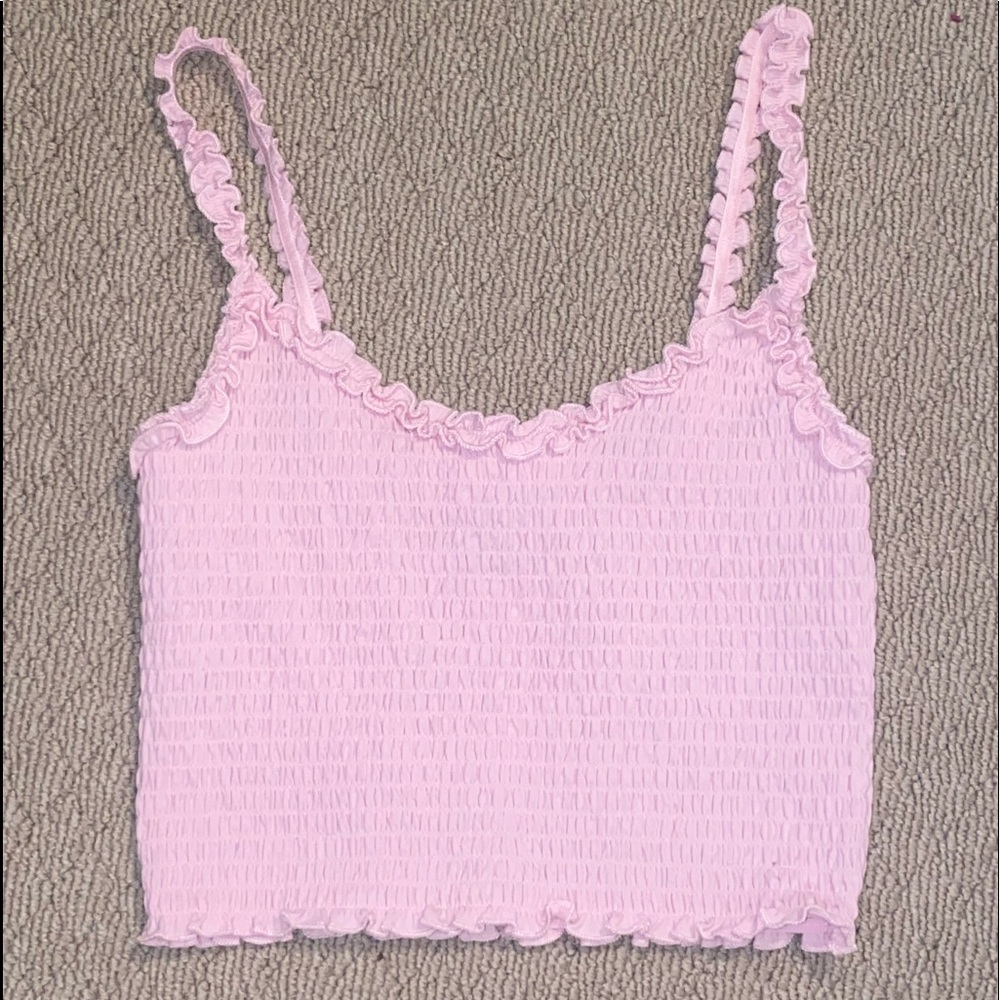 Hollister pink ribbed crop tank top